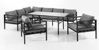 Aluminium Eckloungeset 17tlg. Dining-Set MALIA mit 2 Sessel, Tisch & Polsterauflagen