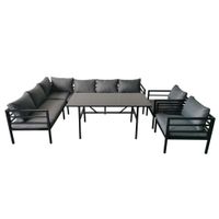 Aluminium Eckloungeset 17tlg. Dining-Set MALIA mit 2 Sessel, Tisch & Polsterauflagen