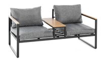Aluminium Gartensofa MANILA mit Tischablage aus Polywood & Polsterauflagen - Grau