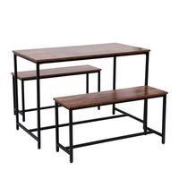 Esszimmertischset mit 1 Tisch & 2 Sitzbänken – Holz/Schwarz