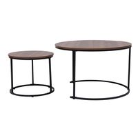 2-tlg. Kaffeetisch, ca. 80.0 x 80.0 x 48.0 cm // 48.0 x 48.0 x 42.0 cm - Braun