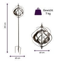 Windrad “Grey Tulip”, elegantes Windspiel, Gartendeko, 213 cm hoch