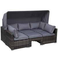 Rattan Lounge Set Nola, mit Sonnendach inkl. Kissen und Beistelltisch, ca.  209 x 72 x 72 cm- Anthrazit
