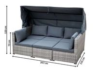 Rattan Lounge Nola, Sonnendach, Kissen und Beistelltisch, ca.  209 x 72 x 72 cm- Anthrazit Colli1/2