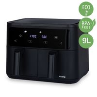 Heißluftfritteuse 9L (2x4,5L) FRY900, 8 Kochprogramme, Schwarz
