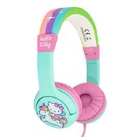 Hello Kitty Regenbogen-Einhorn-Kopfhörer mit Kabel für Kinder in Türkis