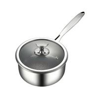 Saucentopf mit Deckel aus hochwertigem 18/10 Edelstahl ?24 cm in Silber Wabenstruktur