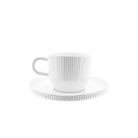 12er Mokkatassen Set mit Untertasse in Weiß mit Riffle Design 100 ml mit Henkel