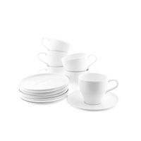 12 Teiliges Set, 6x Kaffeetassen, 6x Untertasse mit Henkel 200 ml in Weiß