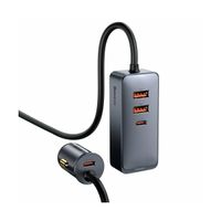 Autoladegerät 2x USB / 2x USB Type C 120W PPS Quick Charge Power Delivery grau