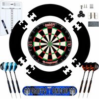 Dartscheibe Steeldart, Profi mit 6 Dartpfeile Metallspitze, Schutzring Eva Dartboard Surround