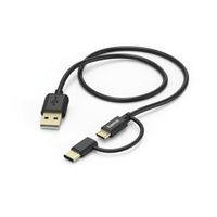 Hama 2in1 Micro-USB-Kabel mit USB Type-C-Adapter, 1 m, Schwarz