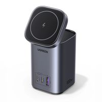 Ladestation magnetisch - 100W GaN-Ladestation 2x USB-C 1x USB-A mit Qi MagSafe induktives Laden