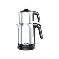 Doppelter Edelstahl-Teekocher Teewasserkocher Wasserkocher 1,7/1 Liter 2200W Silber