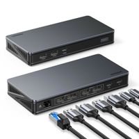 Ugreen CM615 USB-C, DisplayPorrt, HDMI, RJ45 Multifunktionsadapter – Grau mit USB-C Kabel