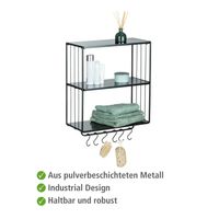 Wandregal Industrial, Wohnregal mit 3 Etagen und Hakenleiste