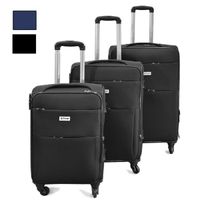 3-teiliges Trolley-Set Weiche Reisekoffer für komfortables Reisen Schwarz