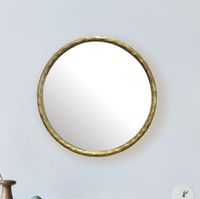 Wandspiegel Rund 60 cm Metall Gold