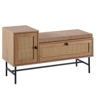 Schuhbank 100x60x38 cm mit Sitzfläche Stoff Eiche-Dekor