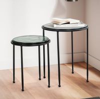 Satztisch Glas Metall Grün Schwarz