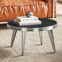 Couchtisch Glas Ø 60 cm Rund Silber