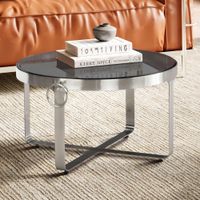 Couchtisch Glas Ø 60 cm Rund Silber
