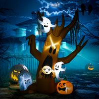 HOMCOM 240 cm Aufblasbarer Geisterbaum Halloween-Dekoration mit LED Beleuchtung