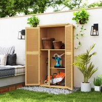 Outsunny Gartenschrank Holz Geräteschuppen 4 Fächer mit Asphaltdach Hellgelb