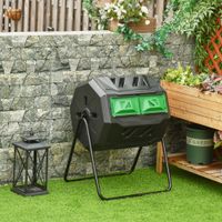 Outsunny Trommel-Komposter 160L Gartenkomposter mit 2 Kammern für Bio-Abfälle