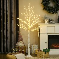 HOMCOM 150 cm Lichterbaum, Birkenbaum mit 120 Warmweiß 3 Helligkeitsstufen LED