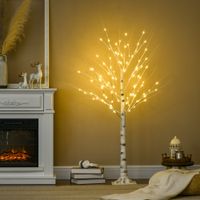 HOMCOM 150 cm Kunstbirke mit LED-Beleuchtung für Weihnachten Ostern Warmweiß