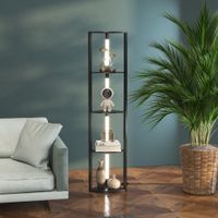 HOMCOM Stehlampe LED 24 W Stehleuchte mit 4 Ablagen, E27 Sockel, für Wohnzimmer