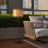 Outsunny Rattan Solarlampe, Wegleuchte mit Warmweißem Licht, Lichtsensor, Stahl