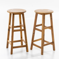 Barhocker aus Akazienholz, ca. 34 x 34 x 76 cm - 2er Set