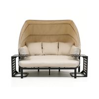 Alu-Strandkorblounge inkl. 2 integriertem Tisch & Sonnendach und Kissen, creme