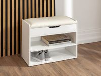 Schuhschrank mit Sitzkissen & aufklappbare Sitzfläche, ca. 60 x 29,5 x 45 cm - Weiß
