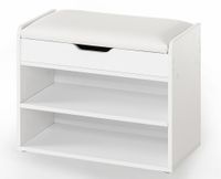 Schuhschrank mit Sitzkissen & aufklappbare Sitzfläche, ca. 60 x 29,5 x 45 cm - Weiß