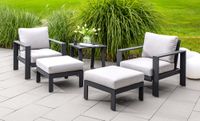 11tlg. Gartenlounge mit Tisch 2 Sessel inkl. 2 Hocker aus  Aluminium RIAD S - Anthrazit