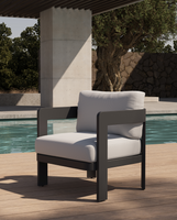 4 tlg. Gartenlounge mit Tisch 2 Sessel & 3-Sitzer Bank aus  Aluminium RIAD M - Anthrazit