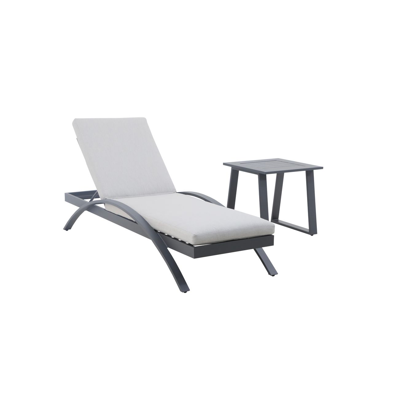 3tlg. Sonnenliege mit Tisch aus Aluminium RIAD XS - Anthrazit