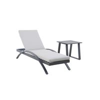 3tlg. Sonnenliege mit Tisch aus  Aluminium RIAD XS - Anthrazit