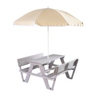 Outdoor Kindersitzgruppe aus Tannenholz inkl. Schirm, ca. 71 x 79 x 54 cm - Bunt