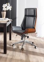 Office Chair mit Walnussholz, ca. 56 x 65 x 110–118 cm – Schwarz