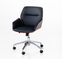 Bürostuhl mit ergonomischer Polsterung, ca. 58 x 65 x 87–95 cm – Schwarz, Helles Holz