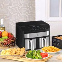 HOMCOM Heißluftfritteuse 8L Airfryer mit Doppelkammer, 10 Programmen, 2400 W