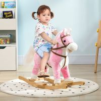 HOMCOM Schaukelpferd Baby Schaukelstuhl aus Plüsch, Schaukeltier mit Musik