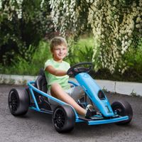 HOMCOM Kinder Elektro Gokart Drift Kart mit langsamem Start, Musik, Hupe, Blau
