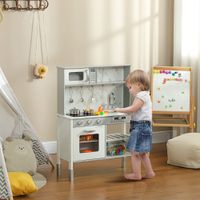 AIYAPLAY Kinderküche Spielküche mit Elektroherd, Mikrowelle, Spüle &amp; Wasserhahn