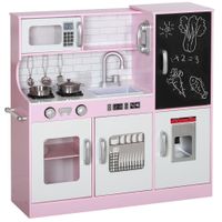 AIYAPLAY Kinderküche Spielküche mit Spielzeug Telefon, Kreidetafel, Mikrowelle