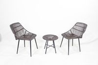 Rattan Bistroset Sitzgruppe Gartengarnitur mit 2 Sesseln - Braun